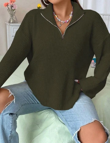 Pulover SHEIN CURVE, verde