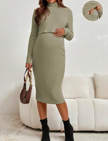 Rochie medie SHEIN Maternity, verde