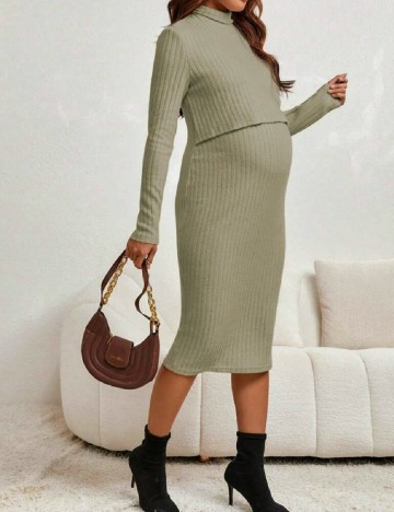 Rochie medie SHEIN Maternity, verde