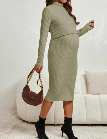 Rochie medie SHEIN Maternity, verde