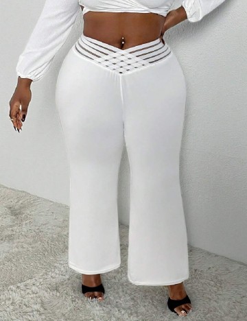 Pantaloni SHEIN CURVE, alb
