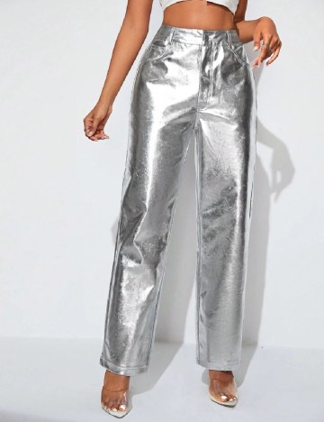Pantaloni SHEIN, argintiu