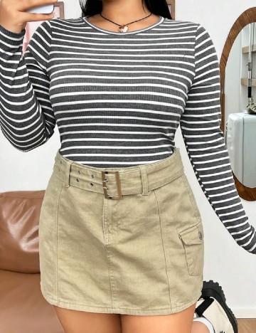 
						Bluza SHEIN CURVE, alb/gri
