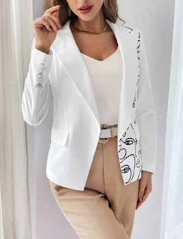 Blazer SHEIN, alb Alb