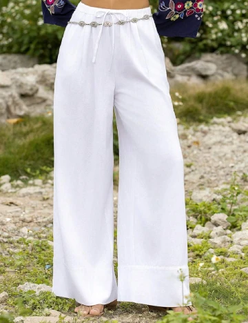 Pantaloni Anewsta, alb