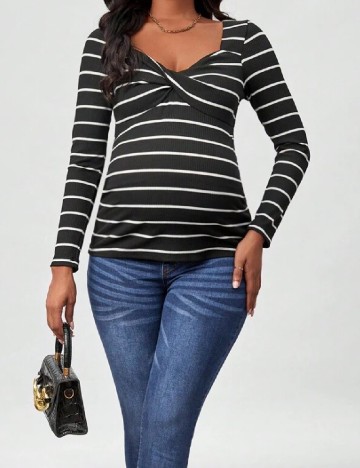 
						Bluza SHEIN Maternity, alb/negru