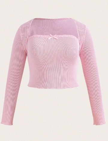 
						Set top si cardigan SHEIN CURVE, roz