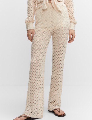 
						Pantaloni Mango, crem