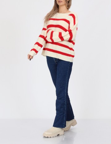 
						Pulover Jacqueline de Yong, crem/rosu