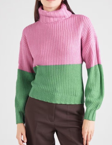 
						Pulover Only, roz/verde