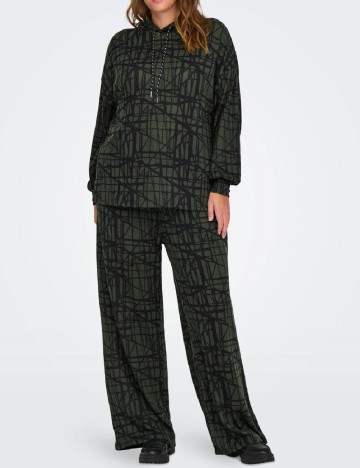 
						Pantaloni Only Carmakoma, verde/negru