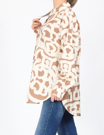 Camasa Vero Moda, maro/alb