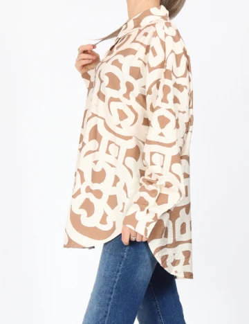 Camasa Vero Moda, maro/alb