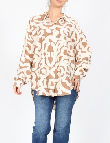 Camasa Vero Moda, maro/alb