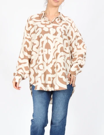 Camasa Vero Moda, maro/alb