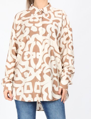 
						Camasa Vero Moda, maro/alb