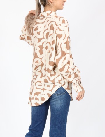 Camasa Vero Moda, maro/alb