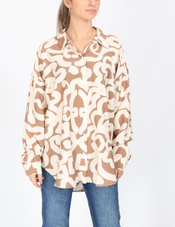 Camasa Vero Moda, maro/alb