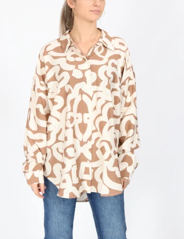 Camasa Vero Moda, maro/alb