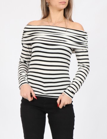 
						Bluza Only, alb/negru