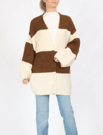 Cardigan Jacqueline de Yong, alb/maro