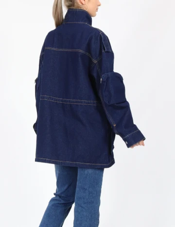 Jacheta Oversize Pieces, bleumarin Albastru