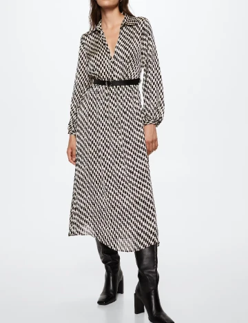 Rochie medie Mango, alb/negru
