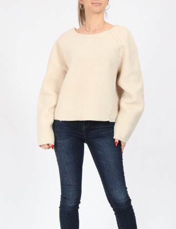 
						Pulover Pieces, crem