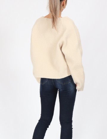 Pulover Pieces, crem