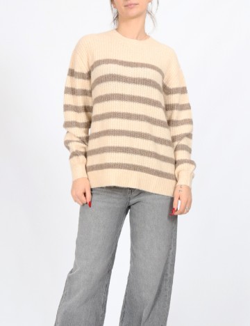 Pulover Pieces, crem