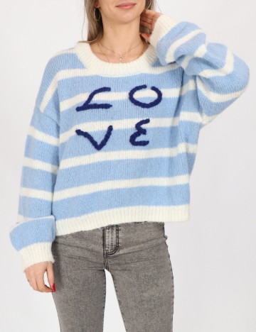 
						Pulover Pieces, albastru