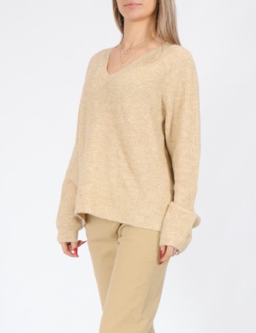 Pulover Pieces, crem