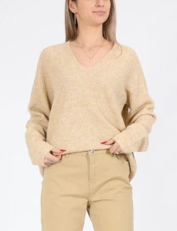 Pulover Pieces, crem Crem