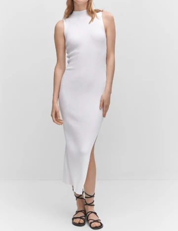 Rochie medie Mango, alb Alb