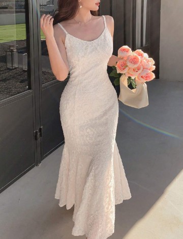 Rochie lunga Dazy, crem
