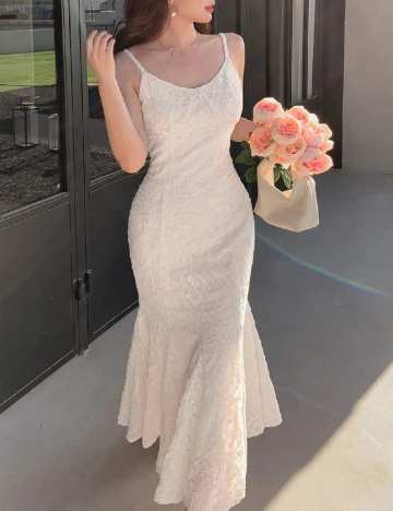 Rochie lunga Dazy, crem