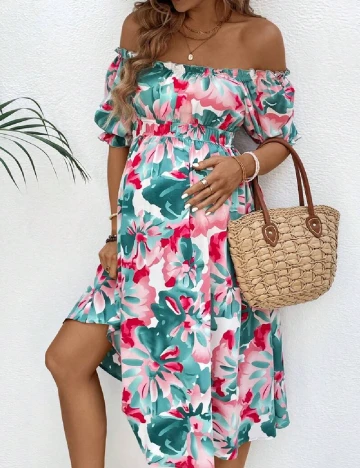 Rochie medie SHEIN Maternity, floral print