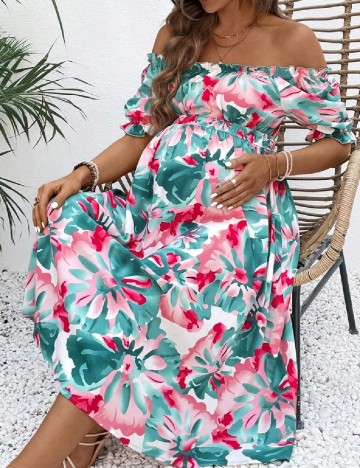 Rochie medie SHEIN Maternity, floral print