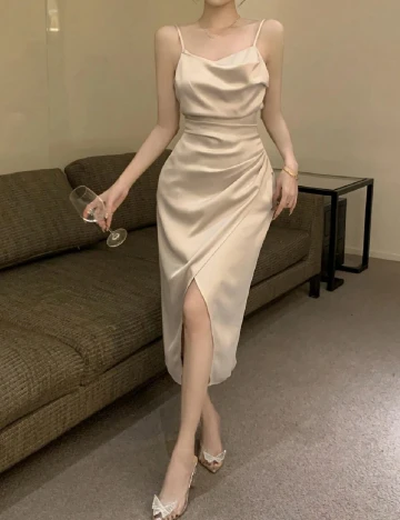 Rochie medie Dazy, crem