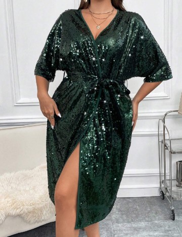 Rochie scurta SHEIN CURVE, verde