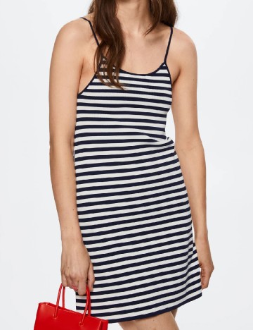 Rochie scurta Mango, alb/bleumarin