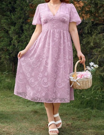 Rochie medie SHEIN CURVE, roz pudra