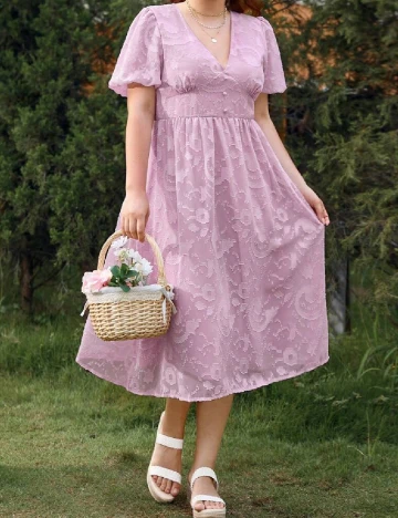 Rochie medie SHEIN CURVE, roz pudra