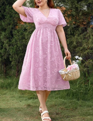 Rochie medie SHEIN CURVE, roz pudra
