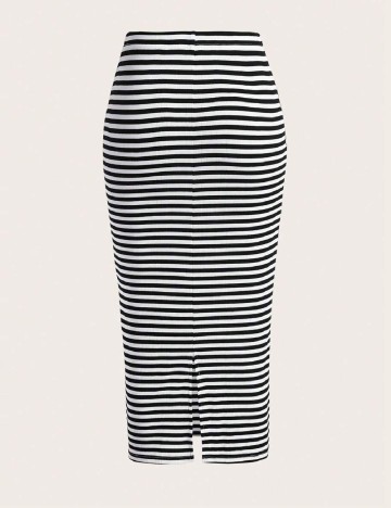 Fusta SHEIN CURVE, alb/negru