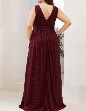 Rochie lunga Ever-Pretty Plus Size, visiniu