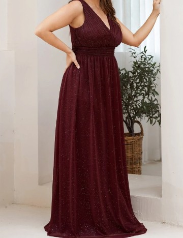 Rochie lunga Ever-Pretty Plus Size, visiniu