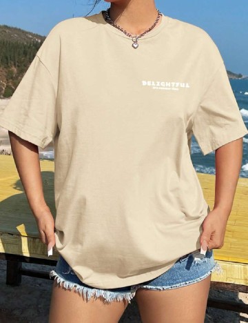 Tricou Oversize SHEIN, crem