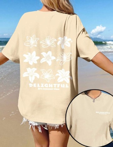 Tricou Oversize SHEIN, crem