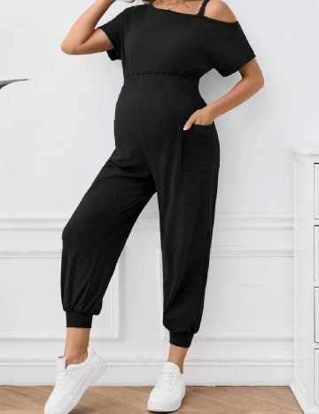 Salopeta SHEIN Maternity, negru